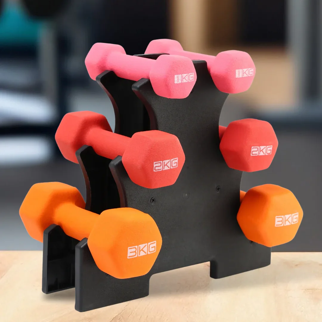 Cult Neoprene Dumbbells Combo for Gym Exercise (1kg + 2kg + 3kg Set) 12kg | Dumbbell With Stand