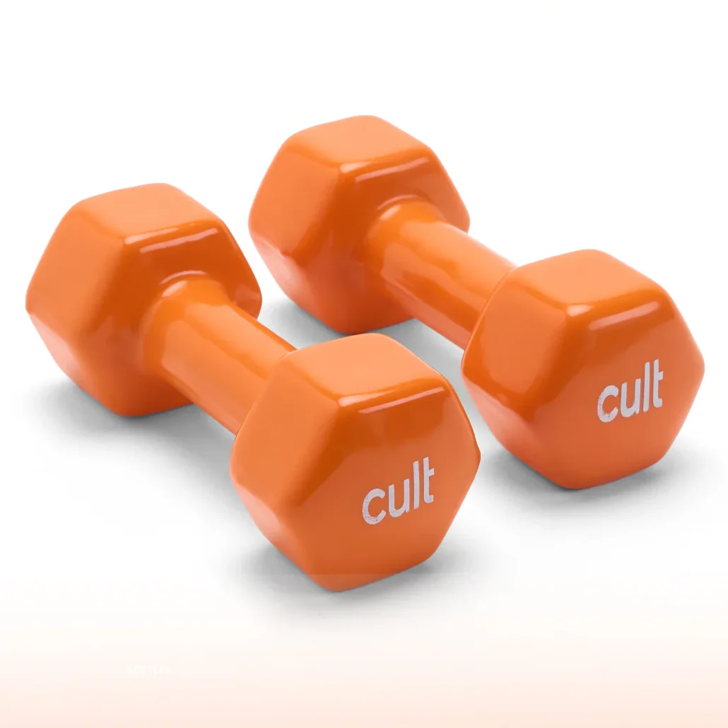 CULT 3KGx2 Vinyl Dumbbells For Home & Gym Exercises (Orange)