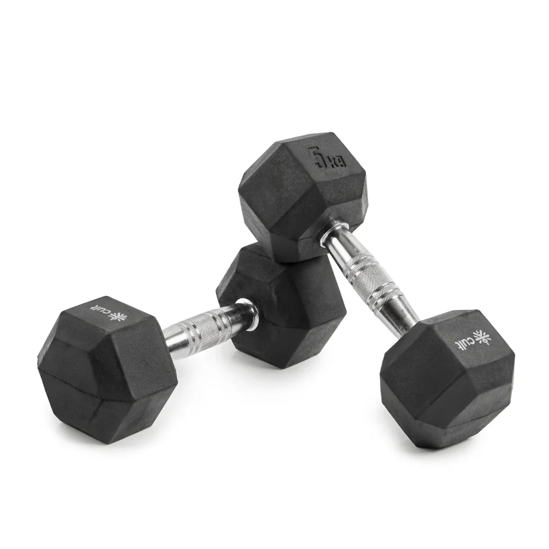 Cult 5Kg Hex Dumbbells For Home & Gym Exercises, Set of 2, (Black)