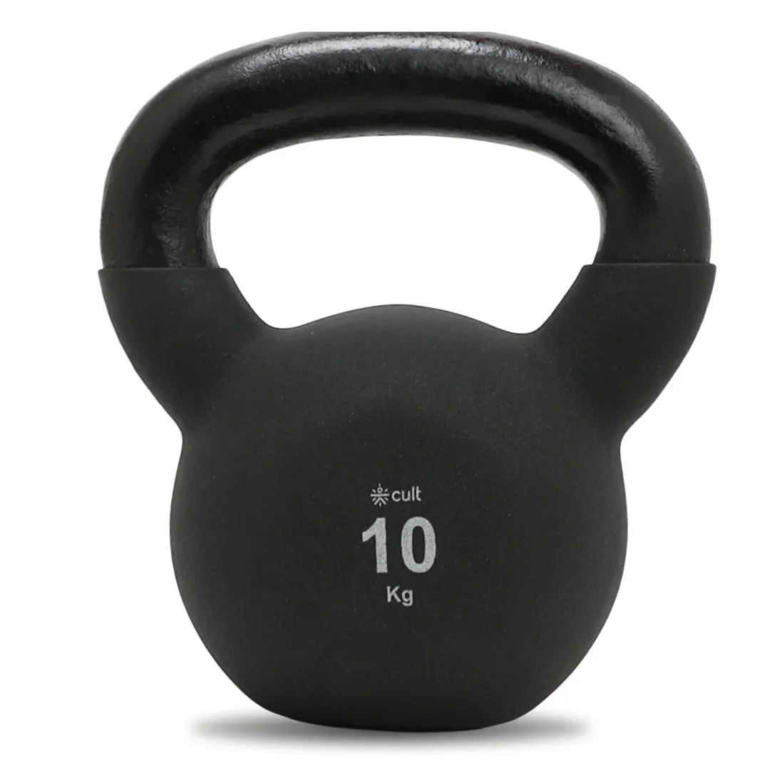 Cult 10kg Neoprene Anti-Slip Grip Kettlebell for Home Workout - Black